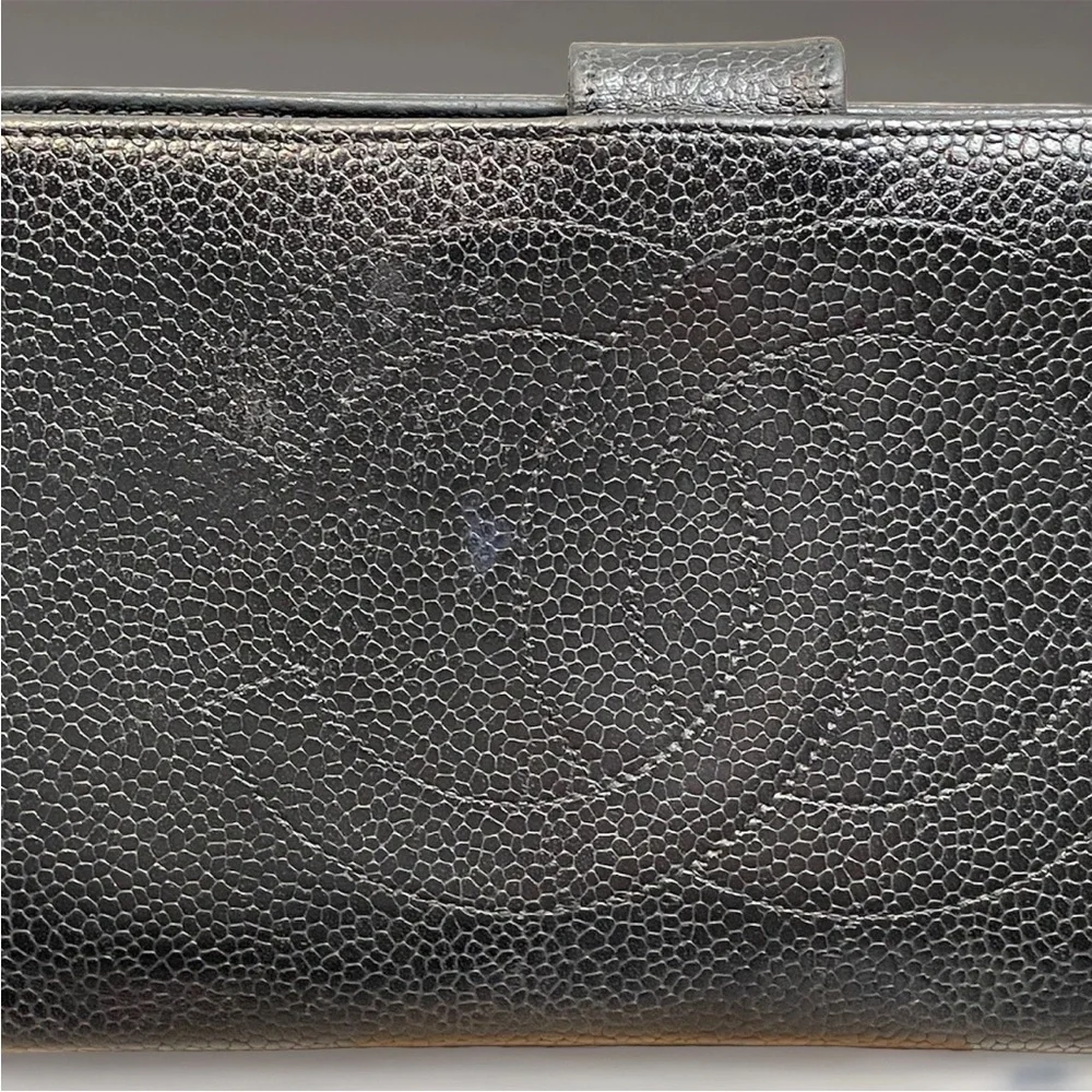 SOLD Vintage Chanel CC Black Caviar Leather Continental Long Wallet Clutch - Picture 4 of 16